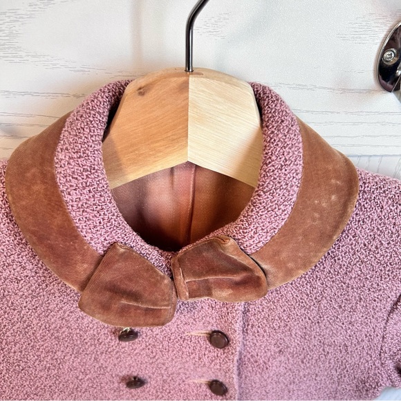 Vintage Girl Coat Pant Set 2 to 3 Years Pink Mauve Worsted Wool Samantha *FLAWS - Picture 5 of 16